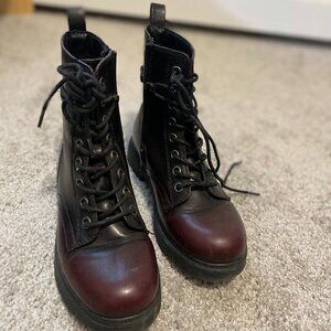brown combat boots